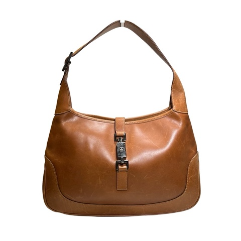 Used GUCCI Leather Jackie Shoulder Bag Brown PHW