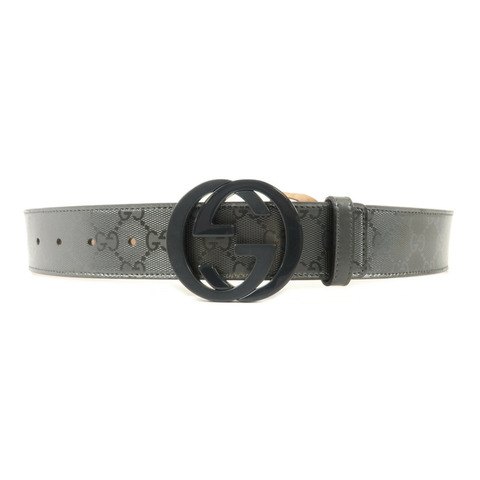 GUCCI 塗層帆布Interlocking G Belt 80x32皮帶