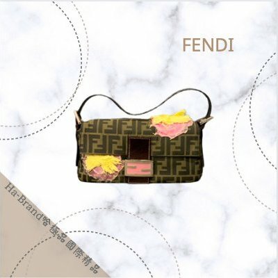 FENDI 老花緹花布 特殊繡花 法棍包