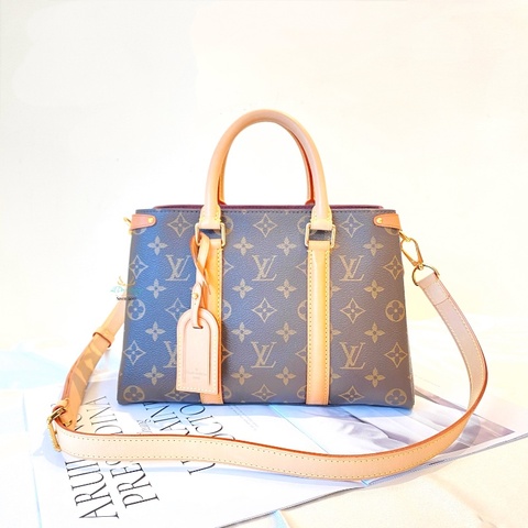 LV Ｍ44815 Soufflot BB 經典老花 三夾層 多功能 兩用 手提包 側背包 斜背包 公事包