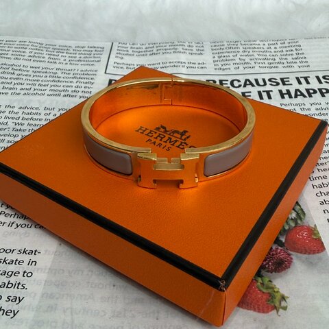 Hermès H手鐲 奶咖色玫瑰金