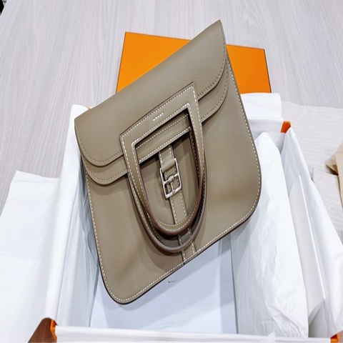 Hermès mini  Halzan  /全新閒置大象灰銀釦