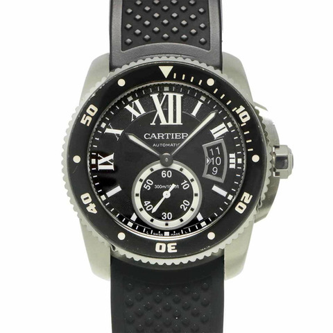 卡地亞 Calibre de Diver W7100056 男士腕錶，日期顯示，黑色錶盤，自動上鍊機芯