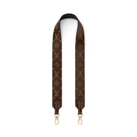 路易威登雙面LV經典Monogram原花拼接黑色牛皮金釦寬肩帶J02288