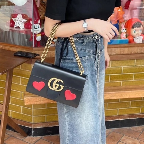 GUCCI 限量款愛心酒神包 中號 28*17cm 9新 配件塵袋