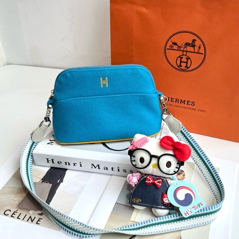 Hermès 愛馬仕 bolide藍色便攜 mini貝殼洗漱包 底長20