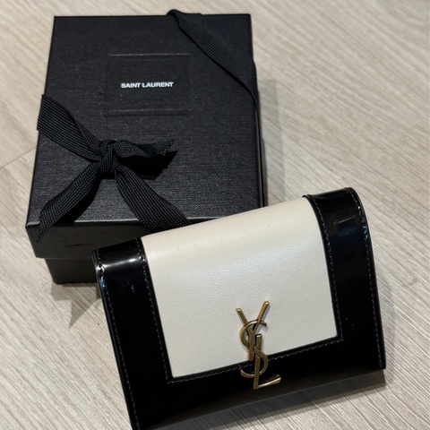 Saint Laurent（YSL）短夾 黑白拼色