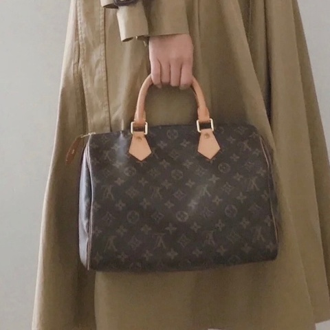 👜LV 路易威登｜speedy30老花手提款 SP30枕頭包 配皮白｜99新閒置芯片款