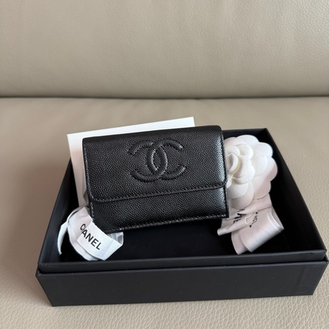 「M.Y精品」小香 Chanel mini短夾 經典復古浮雕 荔枝牛皮 🎁ok