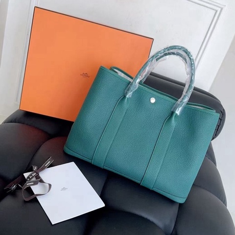 【近新閒置品】Hermes 愛馬仕 Garden Party花園36 全皮款 C刻 孔雀綠