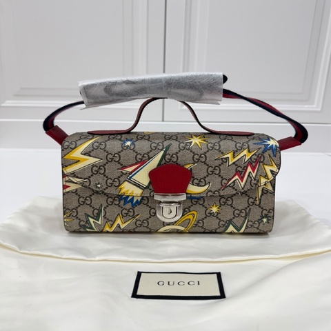 《仙闆名牌精品》Gucci New Supreme Canvas 帆布 彩色宇宙 星空圖案 手提包 肩背包 斜背包
