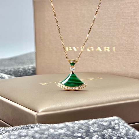 Bvlgari 寶格麗diva孔雀石綠扇子項鍊帶鑽，大號，2020年
