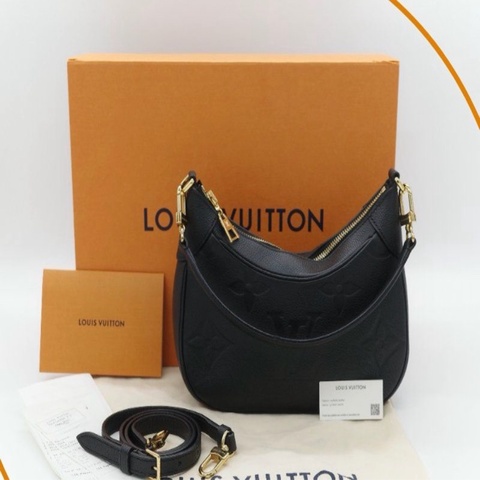 Louis Vuitton 路易威登BAGATELLE M46002 黑色全 皮壓紋彎月包牛角包斜背包單肩