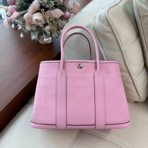 🌸 Hermes 愛馬仕 garden party 30 花園30手提包 櫻花粉銀扣