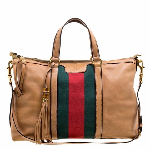Gucci Rania 經典皮革竹節托特包👜