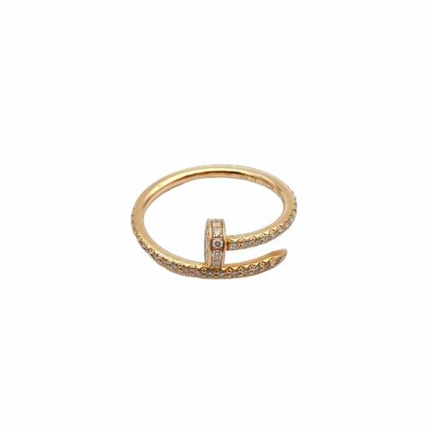 CARTIER JUSTEUNCLOU釘子戒指窄版滿鑽18K玫瑰金/鑽石52