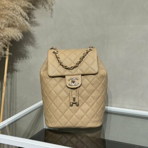 CHANEL 薩爾茨堡雙肩包 - 小號米金