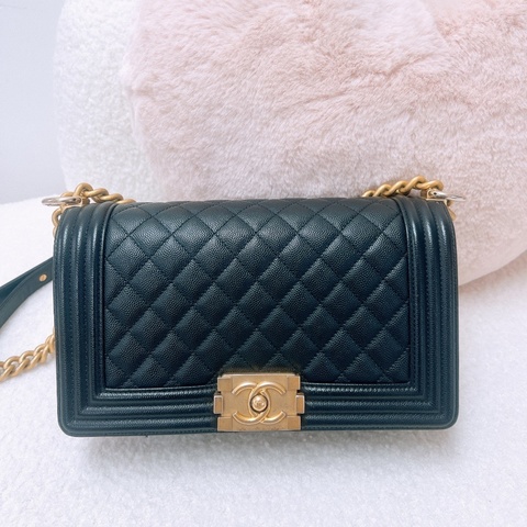 Chanel boy 25 黑金牛皮中號