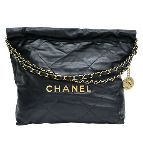 黑色 牛皮 22 Small 鍊帶 肩背包【CHANEL 香奈兒】 AS3260