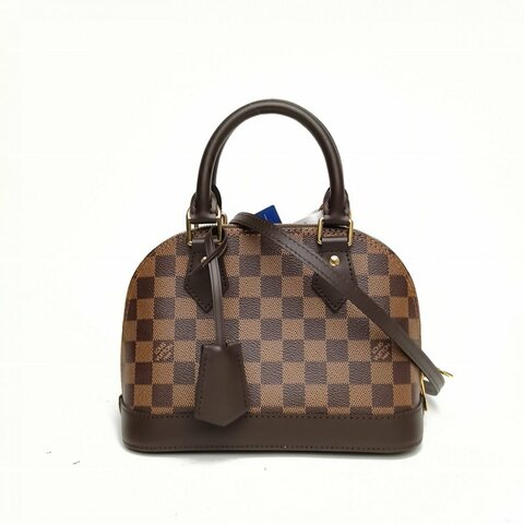 LOUIS VUITTON ALMA貝殼包BB棕色棋盤格PVC晶片肩背包