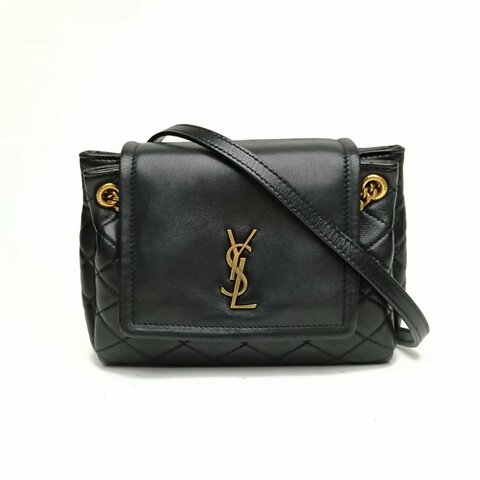 SAINT LAURENT NolitaMini18黑色羊皮金扣肩背包