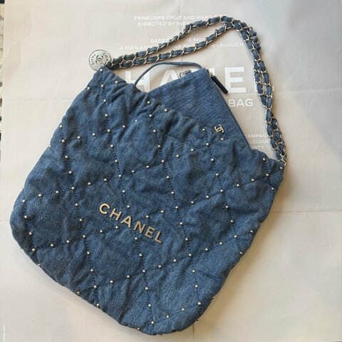 CHANEL 單寧鉚釘22包 小款