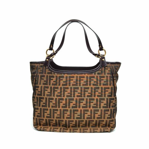 FENDI 老花帆布金扣托特肩背包