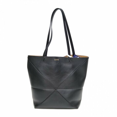 LOEWE 黑色牛皮PuzzleFold中號肩背包