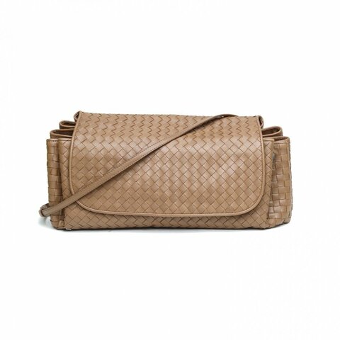 BOTTEGA VENETA 棕色牛皮斜挎包肩背包