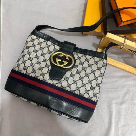 【赫蒂國際精品】Gucci 帆布水桶包 斜背包 古董包 vintage 二手 中古