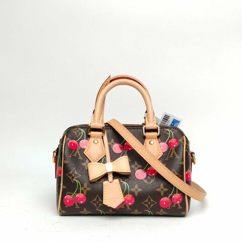 LOUIS VUITTON Sp20村上隆櫻桃系列手提包老花PVC晶片肩背包