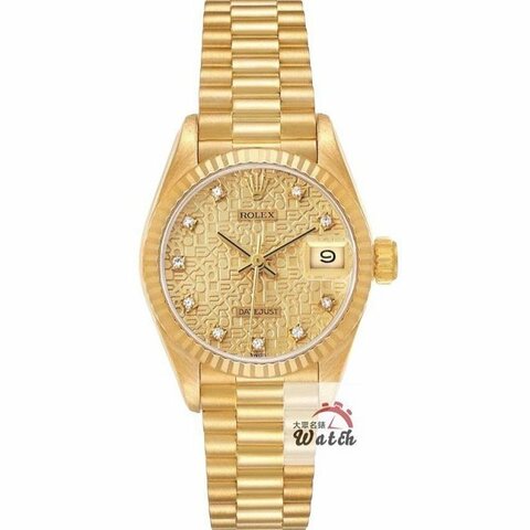 【大眾名錶】ROLEX 勞力士 69178 Datejust 18K金女錶 紀念金十鑽面盤 錶徑26 大眾名錶B1135