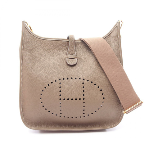 愛馬仕 Evelyne 3 PM 肩挎包，Taurillon Clemence Etoupe 皮革，二手，金色五金