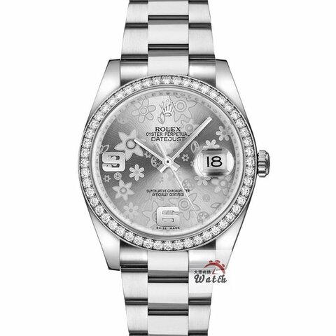 【大眾名錶】ROLEX勞力士 116244 Datejust 蠔式日誌 原廠鑽圈 銀色花朵數字面盤 大眾名錶B1339