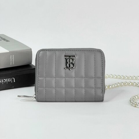BURBERRY LOLA TB 拉鍊零錢卡包 灰色