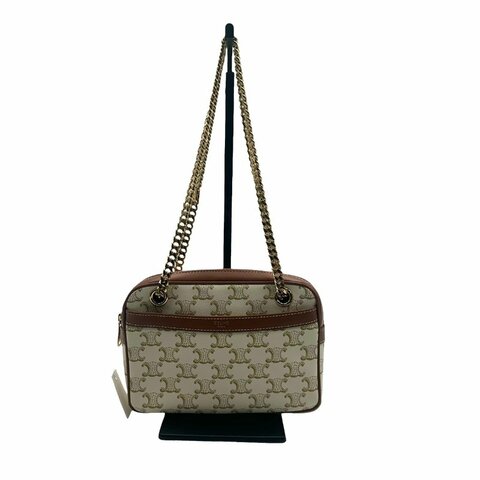 【美收精品】CELINE  C-612  白色老花肩背包 【隔月月中將轉賣至日本 上架期限30天】