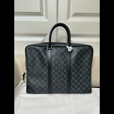 Louis Vuitton 黑色棋盤格經典棋盤格手提包電腦公事包