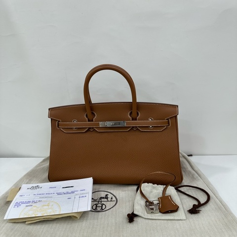 Hermes 愛馬仕birkin30 金棕銀扣togo皮 U刻 有購證