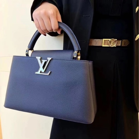 LV cap 芯片款 capucines 中號 藍色
