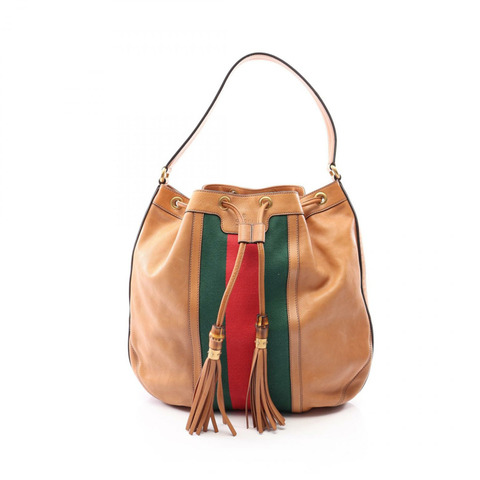 GUCCI Sherry Line 流蘇單肩手提包 309622 皮革 棕色 多色 二手