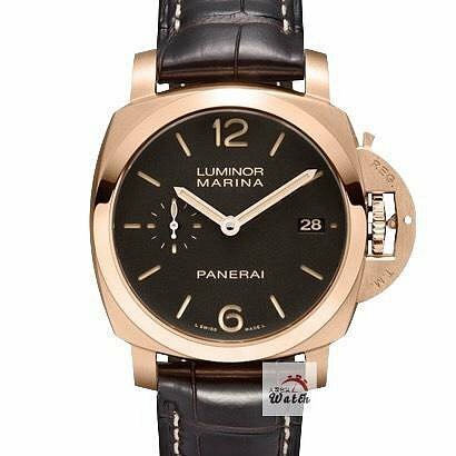 【大眾名錶】PANERAI沛納海 PAM00393 LUMINOR1950系列 2014/01 18K玫瑰金 煙草三明治面盤 底蓋裸空 G234