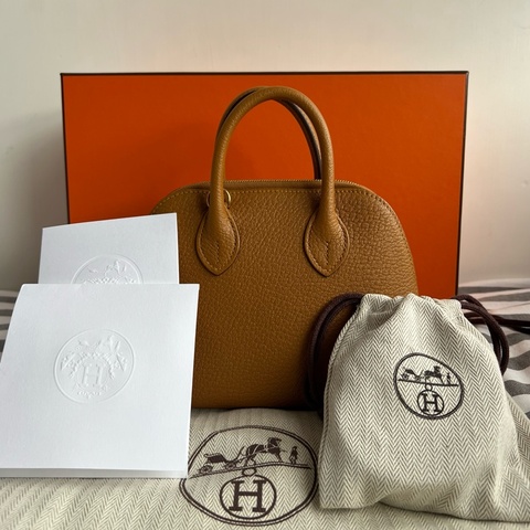 全套Hermes 愛馬仕 Mini Bolide 焦糖 Mysore山羊皮