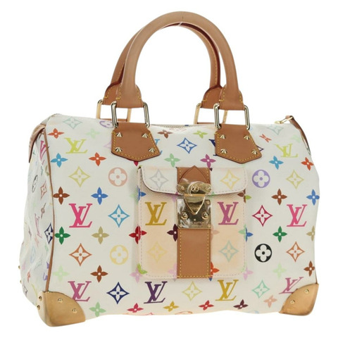 路易威登 Monogram Multicolor Speedy 30 手袋 白色 Bron M92643 正品 184572SAM