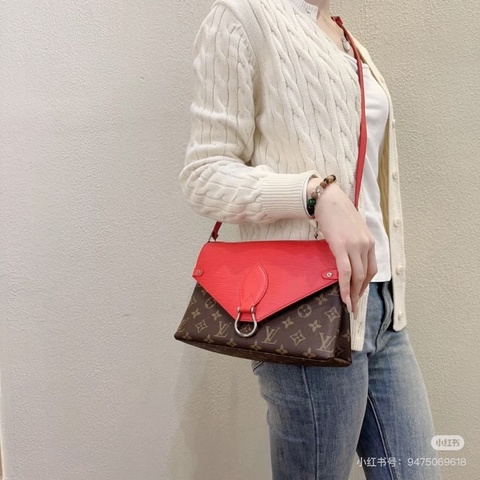 LV 紅水波紋拼老花Saint miche 信封包