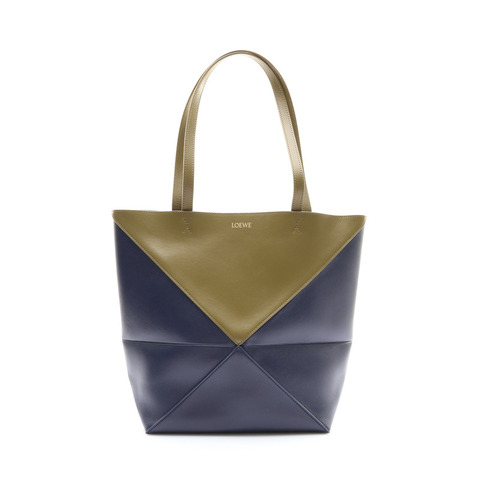 藍綠色 牛皮 Puzzle Fold 托特包【LOEWE 羅威】 A779G50X18