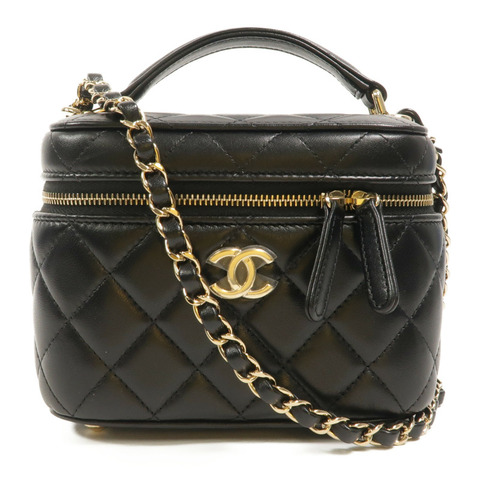 CHANEL 羊皮皮革Vanity Case With Top Handle鏈帶手挽肩背兩用袋