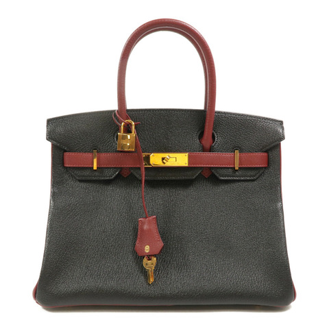 HERMES Chevre皮革Birkin 30 Special Order手挽袋Noir/Rouge H