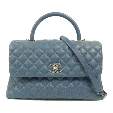 CHANEL 牛皮皮革Coco Handle Large鏈帶手挽肩背兩用袋