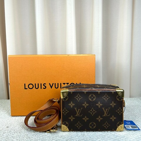 LV路易威登 Soft Trunk 老花金鏈條盒子包