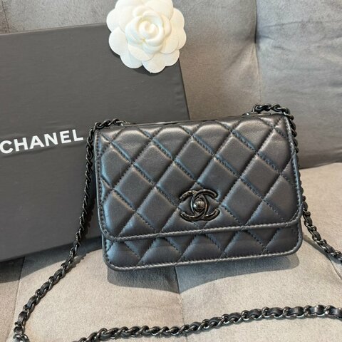 Chanel All black稀有款woc鏈條包